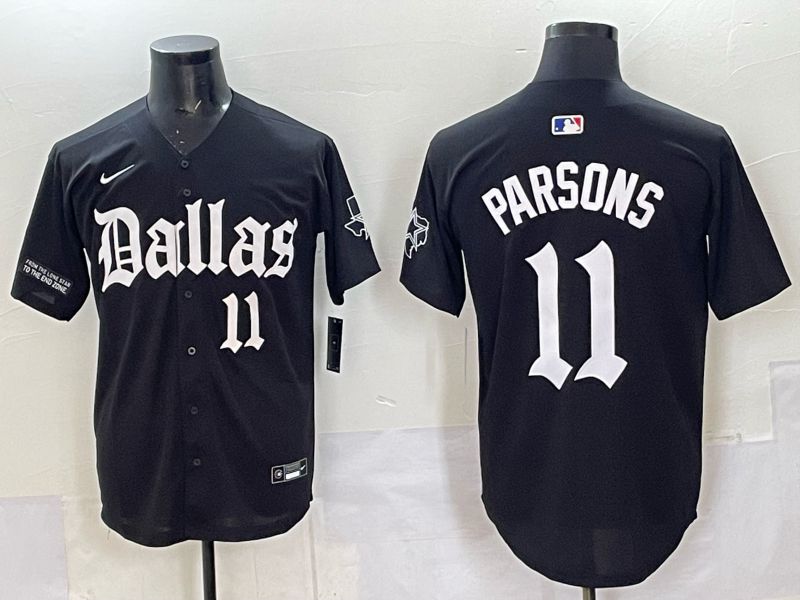 Men 2025 Nike Dallas Cowboys #11 Parsons Black 5th generation Joint Name Limited NFL Jersey 012